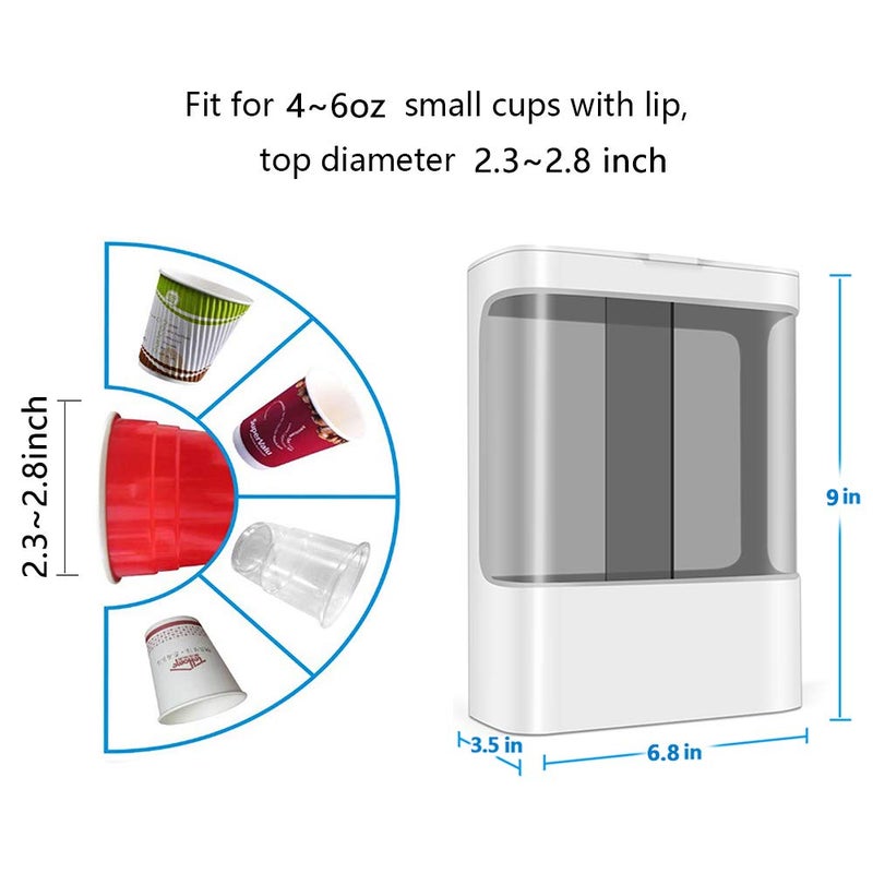 LBTING Water Cooler Cup Dispenser, Pull Type Wall Mounted Dispenser for 4oz - 6oz Cups â€“ White - Image 2
